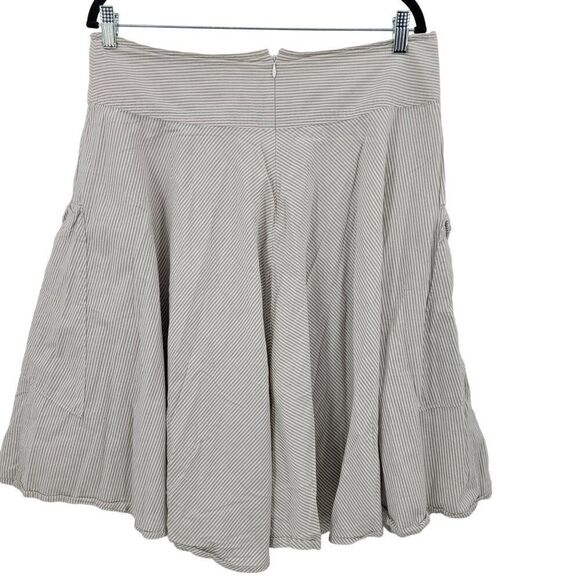 Vintage 90s Pin Striped Cotton Skirt 12 Gray Full Midi Pockets Casual Boho India - Picture 6 of 10